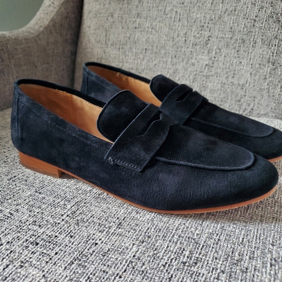 Quince Italian Suede Penny Loafer, Black (8) - Picture 8 of 15